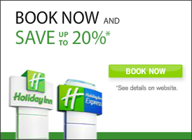 Advertisement: Holiday Inn. Book now and Save up to 20%